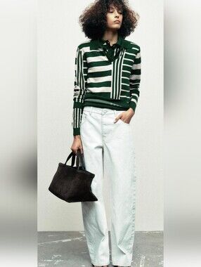 Zara Striped Knit Polo Sweater